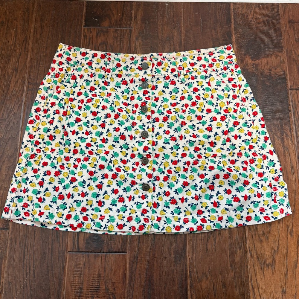 J. Crew Mercantile Floral Button Front Denim Stretch Mini Skirt